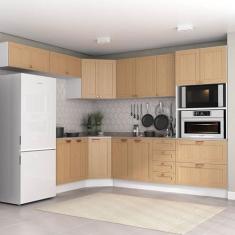 Imagem de Cozinha Modulada 8 Peças com Tampo 1 Torre 4 Aéreos 3 Balcões Arizona Cabecasa Madeiramadeira Figueira