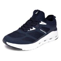Imagem de Nautica Tênis de corrida masculino esportivo moderno com cadarço macio para academia tênis masculino – acolchoado, respirável, leve e confortável, Gobi branco marinho, 41