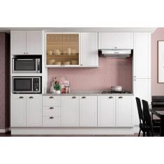 Imagem de Cozinha Modulada Completa Bella 7 Peças (2Aéreos+2Balcões+1Paneleiro+1TorreQuente+1Complemento) C7P198 Branco - Carraro