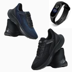 Imagem de Kit 2 Tênis Masculino Esporte Academia Corrida Leve Uso no Dia a Dia + Relógio-Masculino