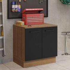 Imagem de Balcão Multiuso 80cm 2 Portas Rustic/preto Madesa