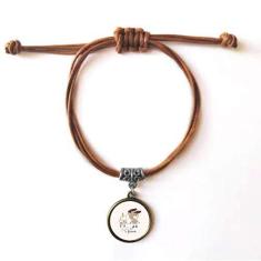 Imagem de DIYthinker Pulseira de couro rosa com urso de desenho animado pulseira de couro marrom joia presente