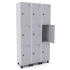 Imagem de Guarda Volume Roupeiro 9 Portas Aço Grp 503/9 Pandin Móveis Cinza