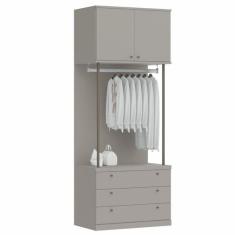 Imagem de Módulo 3 Gavetas 2 Portas Guarda Roupa Closet Modulado Smart Tube Níquel