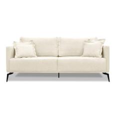 Imagem de Sofá 3 Lugares Pé De Ferro Preto Rafaela 220 Cm Linho S04 - D'rossi Cor Natural