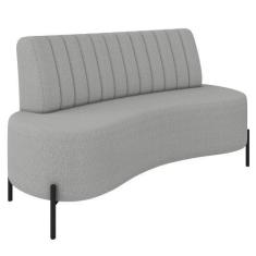 Imagem de Sofá 2 Lugares 135cm Pés Aço Preto Tamar K04 Bouclê Cinza - Mpozenato