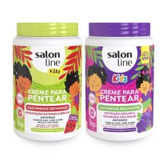 Imagem de Kit 2 Cremes de Pentear Melancia + Uva Kids 1Kg Salon Line