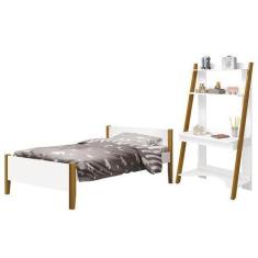 Imagem de Jogo De Quarto Infantil Simba Estante Escrivaninha E Cama Branco Fosco