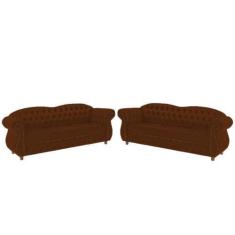 Imagem de Dois Sofás Chesterfield Merlô 3 lugares 1,80 - Veludo Marrom / Decoraç