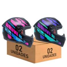 Imagem de Kit 2 Capacete Fly Drive 2 Atitude Rosa e Roxo, 56/58