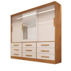Imagem de Guarda-roupa Casal 3 Portas Espelho 9 Gavetas 2,11m - Turim-n