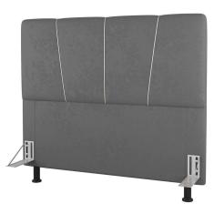 Imagem de Cabeceira Cama Box Casal Amber 140cm Estofada Linho Cinza - Abmaza