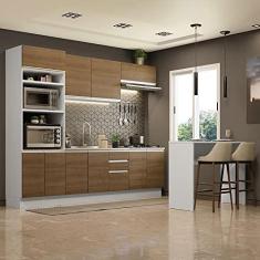 Imagem de Cozinha Completa Madesa Glamy 315002 com Armário, Balcão e Bancada (sem Tampo e Pia) - Branco/rustic