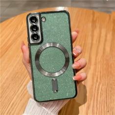 Imagem de Capa de telefone com brilho magnético chapeado para Samsung Galaxy S24 S23 S21 FE S22 Plus Ultra Soft TPU capa traseira, verde escuro, para Samsung S22 Plus