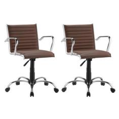 Imagem de Kit 2 Cadeiras Escritório Giratória Terracota Diretor Cromad - Alezzi