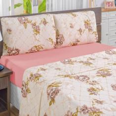 Imagem de Jogo de Cama Solteiro Quality Estampado Malha 100% Algodão 3 Peças - R