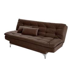 Imagem de Sofá-Cama Casal Pratic Suede Liso Marrom - Império Estofados