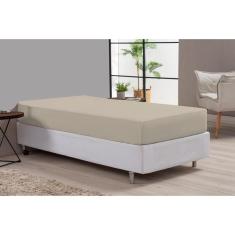 Imagem de Lençol De Cama Solteiro Bege Percal 180 Fios Algodão