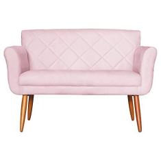 Imagem de Namoradeira Decorativa Isabela Pés Palito Suede Rosa Bebê - DS Estofados