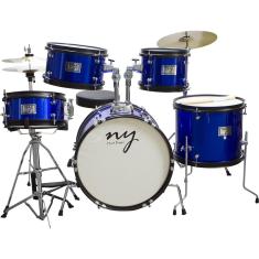 Imagem de Bateria Acústica Infantil Junior 2t Azul Com Banco New York F097