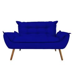 Imagem de Namoradeira Decorativa Opala 2 Lugares Suede Azul Marinho - Neros Inte
