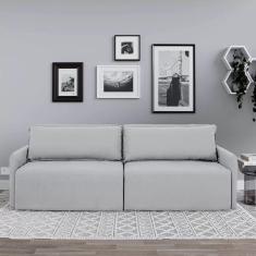 Imagem de Sofá Cama Baraúna Retrátil e Reclinável 3 lugares 2,50m em Linho CabeCasa MadeiraMadeira Cinza