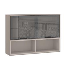 Imagem de Armário Aéreo 120cm 2 Portas com Vidro Reflecta Stylo Luciane Móveis
