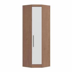 Imagem de Armário Guarda Roupa de Canto Oblíquo 1 Porta Infinity Móveis Castro Macadâmia/Branco Line