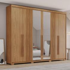 Imagem de Guarda-roupa Casal 6 Portas 4 Gavetas com Espelho Norton Marrom