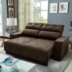 Imagem de Sofá Retrátil Reclinável Belga 2,00m Suede Velut Marrom c/ Molas no Assento - King House