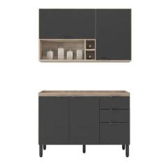 Imagem de Cozinha Modulada Firenze Fi0011 Avena Grafito - Demóbile - Demobile