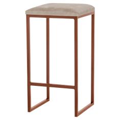 Imagem de Banqueta Decorativa Billie Base Bronze Suede Cappuccino - Gran Belo