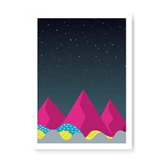 Imagem de Arte Maníacos Quadro Decorativo Montanhas Geométricas Magenta - 23x16,25cm (Moldura caixa em laca )