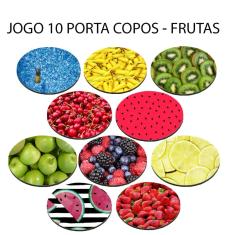 Imagem de Jogo 10 Porta Copos Coleção Frutas e Flores Redondo