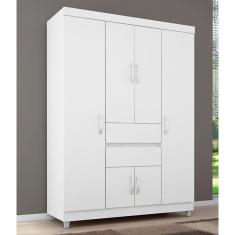 Imagem de Guarda Roupa Roupeiro Solteiro 62020 06 Portas 02 Gavetas Ecom ii Branco Rosa Flex Demóbile