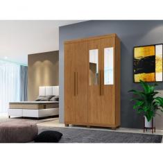 Imagem de Guarda Roupa Com Espelho 4 Portas 3 Gavetas Milão Benetil Cor:cinamomo