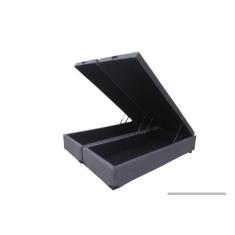 Imagem de Cama Box Baú King Bipartido Suede Cinza Com Pistão A Gás - Imperium Do