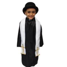 Imagem de Fantasia Padre Infantil Festa Junina Halloween Zumbi Terror Carnaval