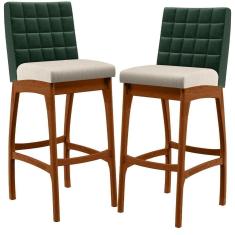 Imagem de Kit 02 Banquetas Altas Cozinha B04 Verde Musgo Cru