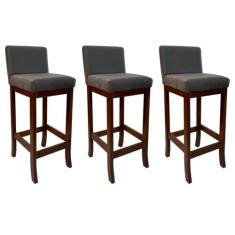 Imagem de Banqueta Baixa Para Cozinha Branca Assento Madeira Pinus Industrial