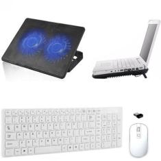 Imagem de Teclado, Mouse Suporte Cooler Duplo Notebook Positivo Branco - BD Net