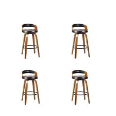Imagem de Kit 4 Banqueta para Cozinha Alta Giratória Madeira Roma Preto/Marrom