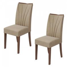 Imagem de Conjunto 2 Cadeiras Apogeu Móveis Lopas Imbuia Naturale/Velvet Naturale Creme