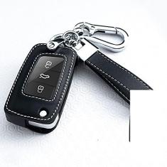 Imagem de Capa para porta-chaves do carro, capa de couro inteligente, adequado para VW Polo Golf 4 5 6 7 mk7 Jetta POLO Tiguan MK1 MK2 Magotan, porta-chaves do carro ABS Smart porta-chaves do carro