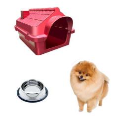 Imagem de Casinha Plástica Pet P/ Cães N1 + Comedouro Chalesco 150ml - Mecpet
