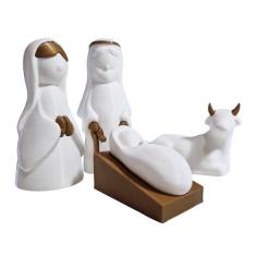 Imagem de Presépio 3D Minimalista de Natal | 4 peças | Impressão 3D | Decoração Natalina (Branco e Marrom)