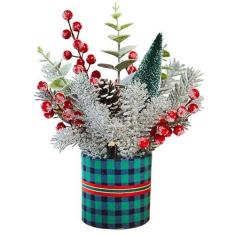 Imagem de MYUPDALIN Pequena árvore de Natal, mini decorações de árvore de Natal de mesa, decorações de Natal artificiais, decorações de férias para decoração de Natal em casa e festas