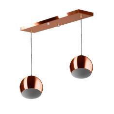 Imagem de Lustre Pendente Bola Duplo Base Retangular Cobre