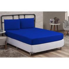Imagem de Lençol Cama Box Casal 3 Peças Liso Com Elástico E Fronhas Barato - Don