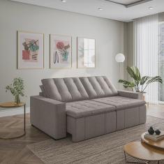 Imagem de Sofá Cama Retrátil e Reclinável 3 Lugares 260cm em Linho Palmeira CabeCasa MadeiraMadeira